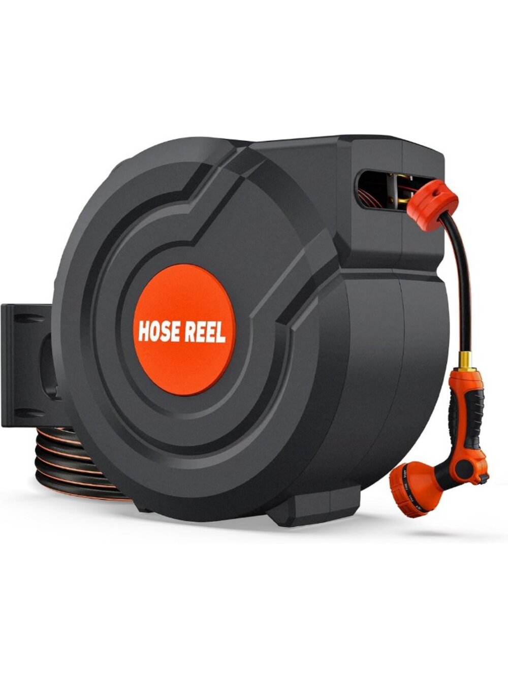 100FT Retractable Garden Hose Reel,5/8 Inch Wall Mounted Automatic Return, 180°